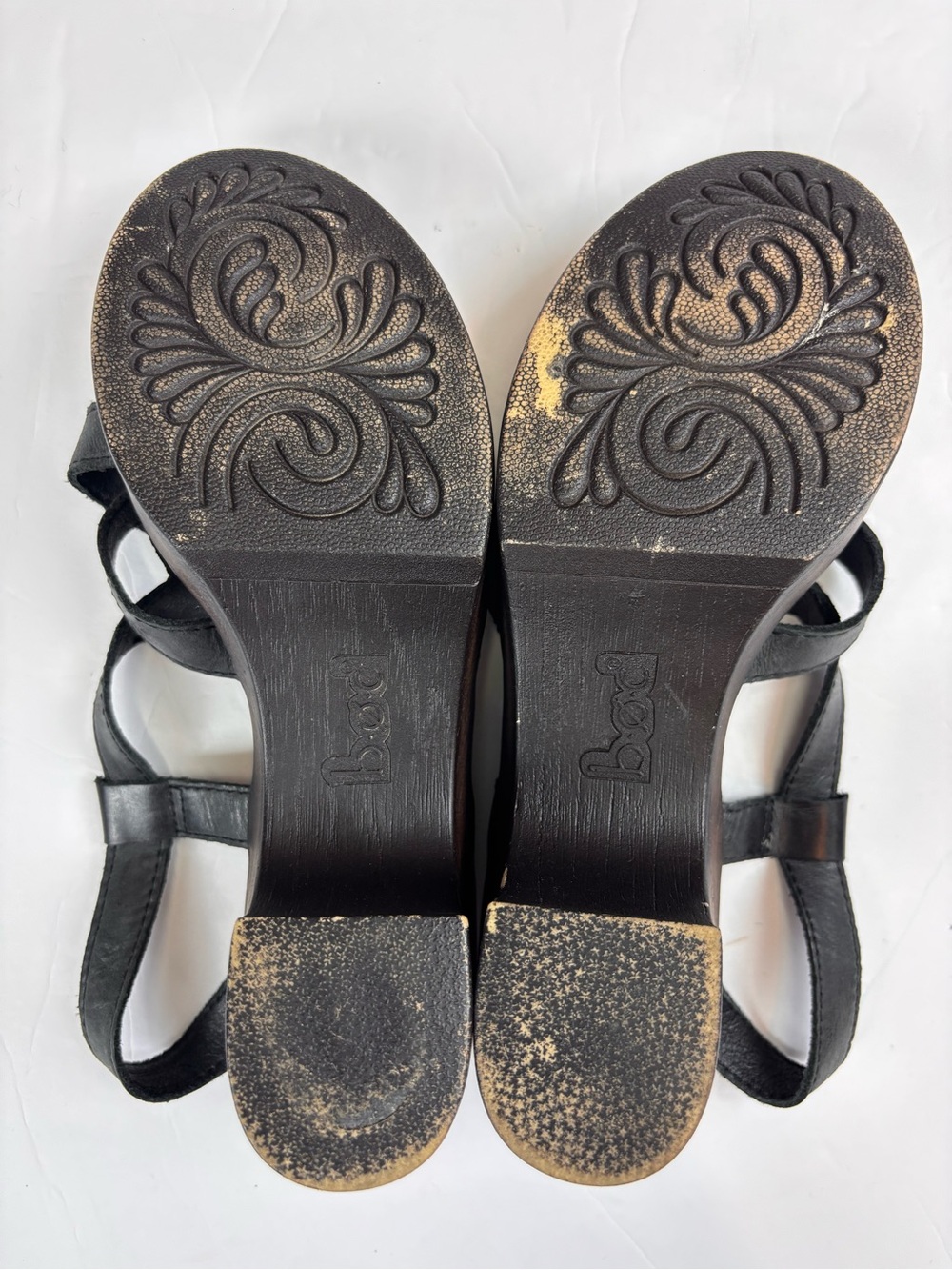 BOC Leather Platform Sandals Womens 6 Black Strappy Clog Boho Comfort - Picture 9 of 13